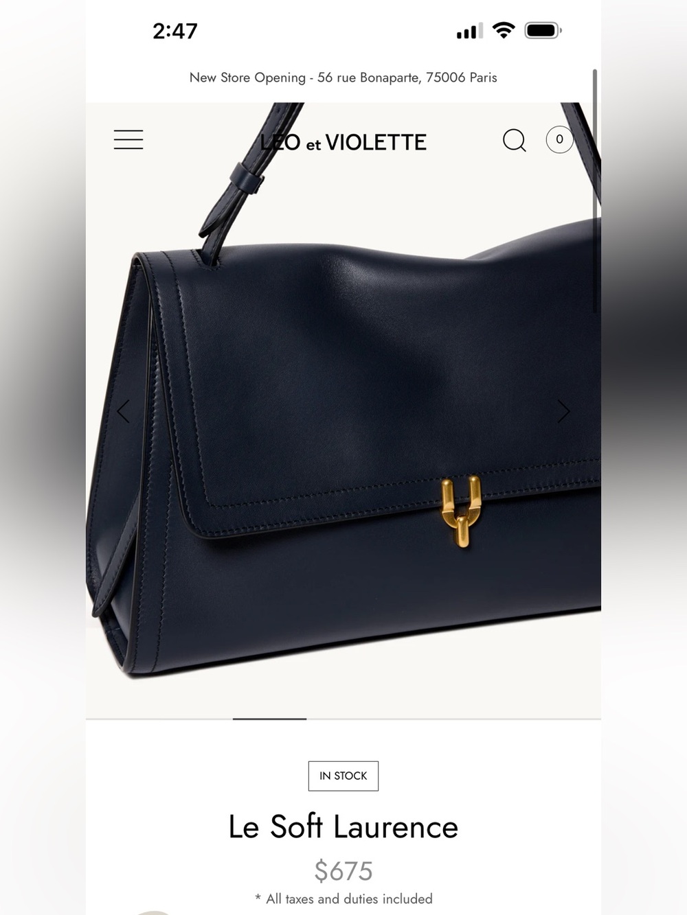 Le Soft Laurence Shoulder Bag in Navy by Léo et Violette - Picture 4 of 16